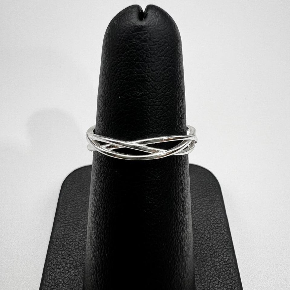 Solid Sterling Silver Cuff Bracelet Ring Signed S… - image 2